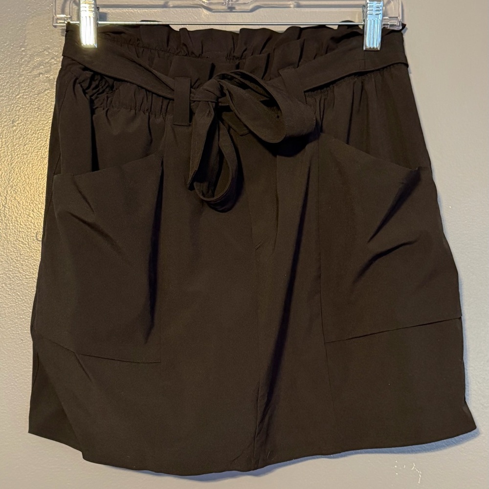 Black Tie-Waist Skort